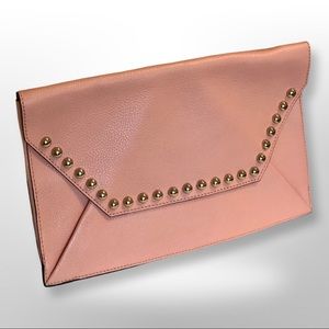 NWT $225 Rebecca Minkoff Unlined Leather Clutch in Apricot Studded FREE SHIP